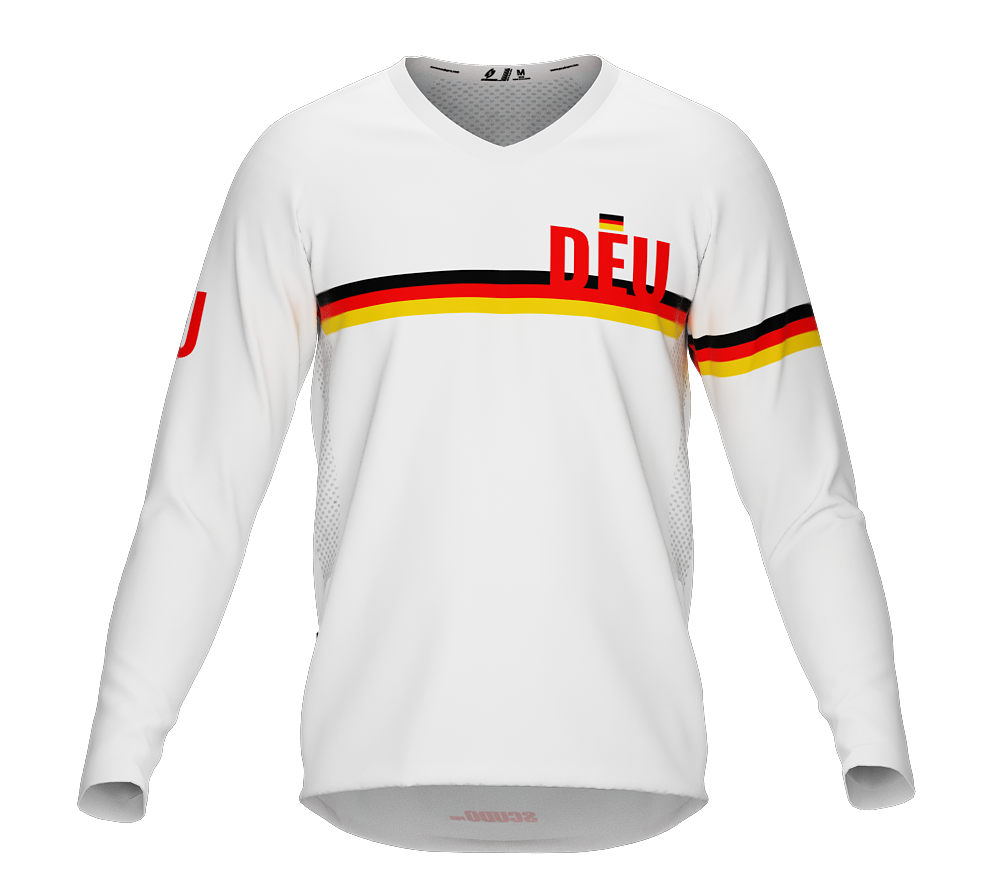 MTB BMX Cycling Jersey Long Sleeve Code Germany White for Men and Women