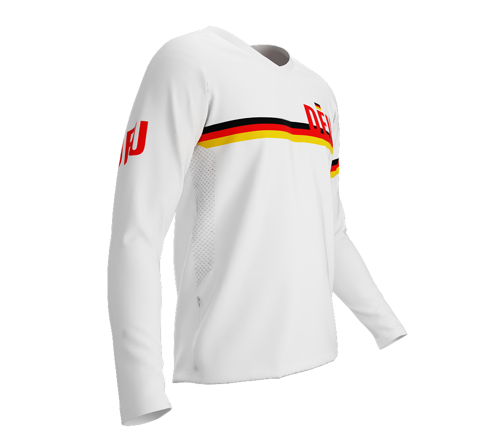 MTB BMX Cycling Jersey Long Sleeve Code Germany White for Men and Women