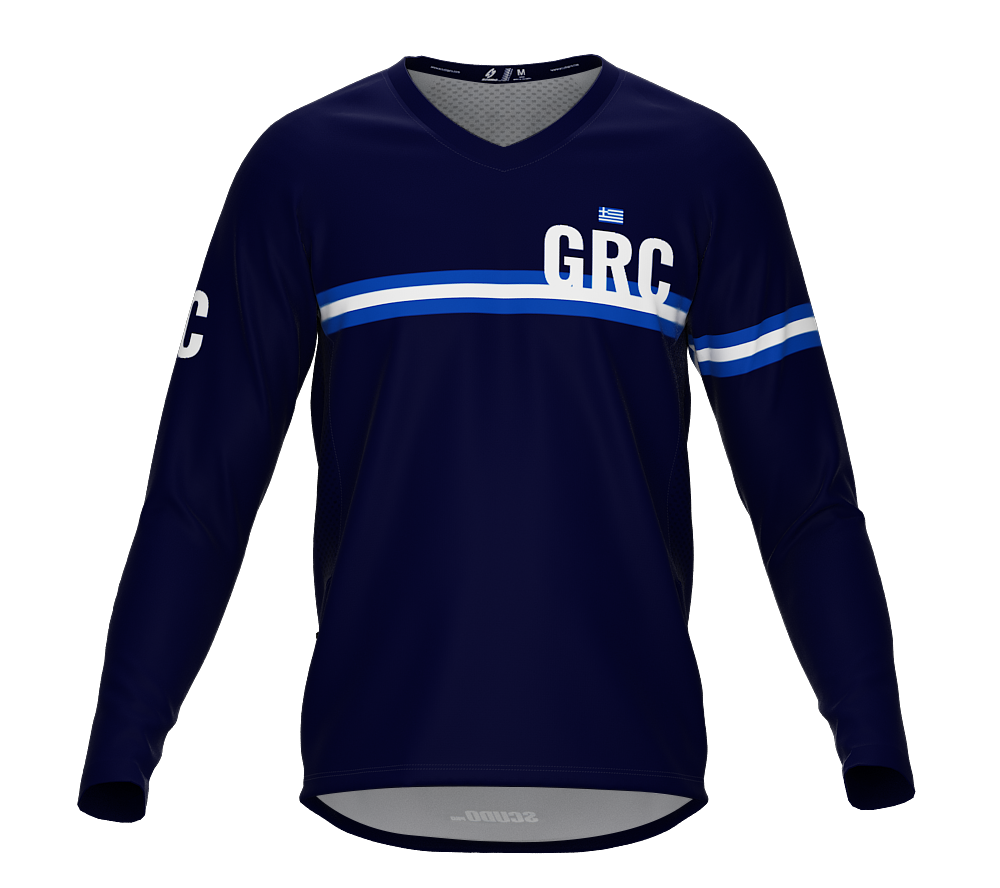 MTB BMX Cycling Jersey Long Sleeve Code Greece Blue for Men and Women
