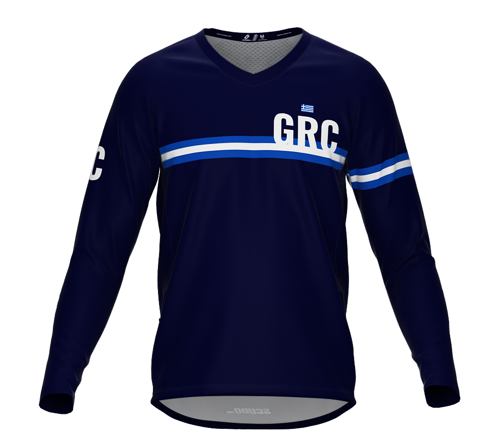 MTB BMX Cycling Jersey Long Sleeve Code Greece Blue for Men and Women