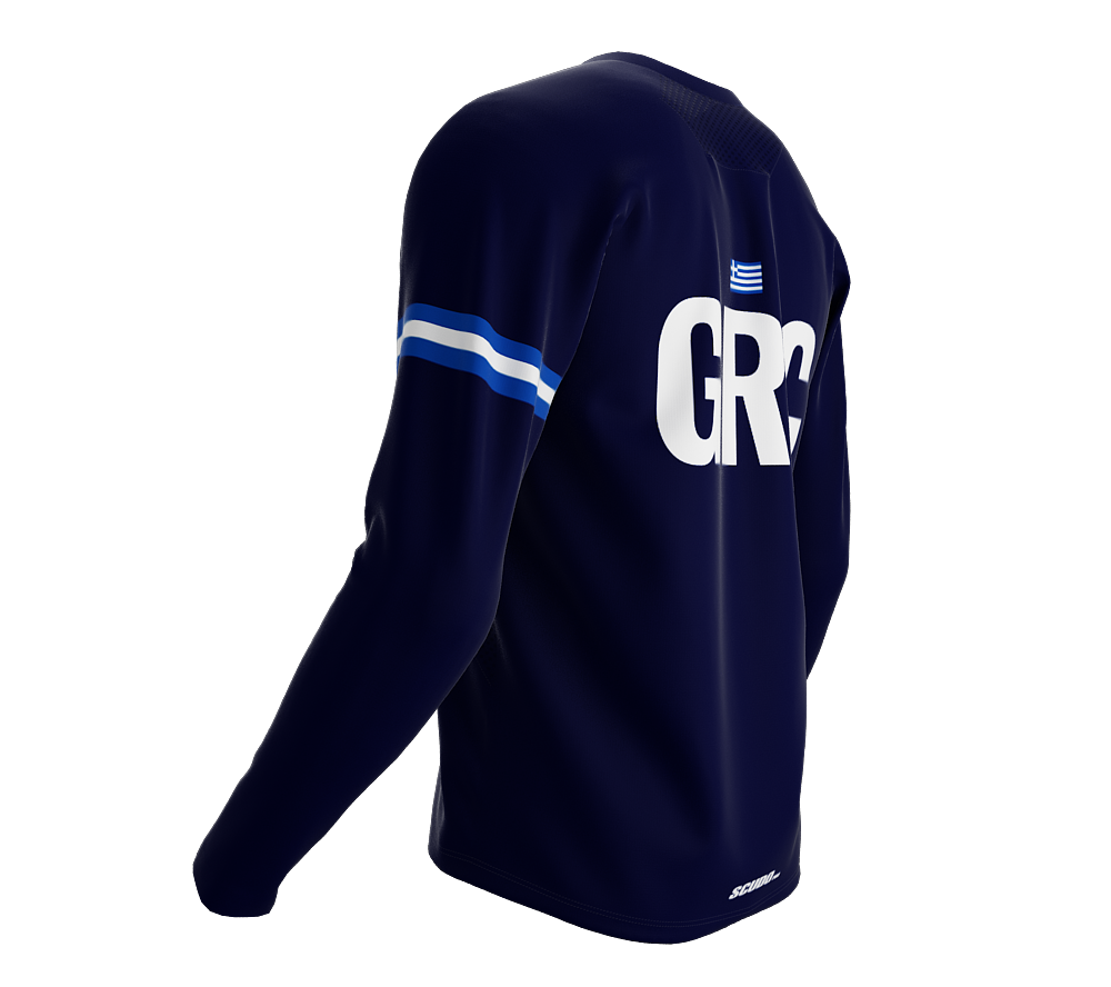 MTB BMX Cycling Jersey Long Sleeve Code Greece Blue for Men and Women
