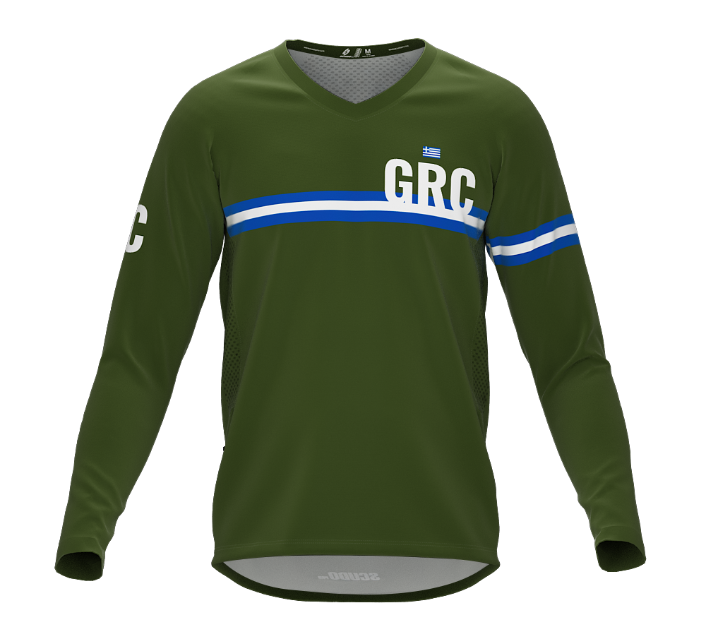 MTB BMX Cycling Jersey Long Sleeve Code Greece Green for Men and Women