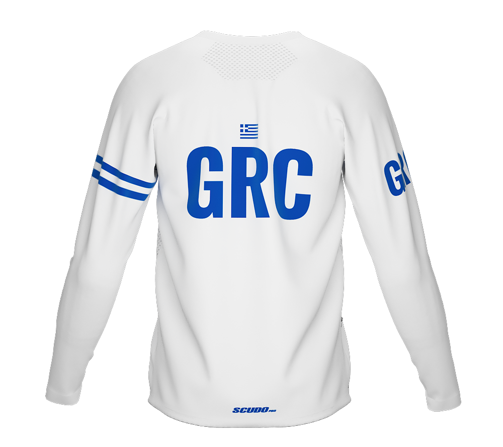 MTB BMX Cycling Jersey Long Sleeve Code Greece White for Men and Women