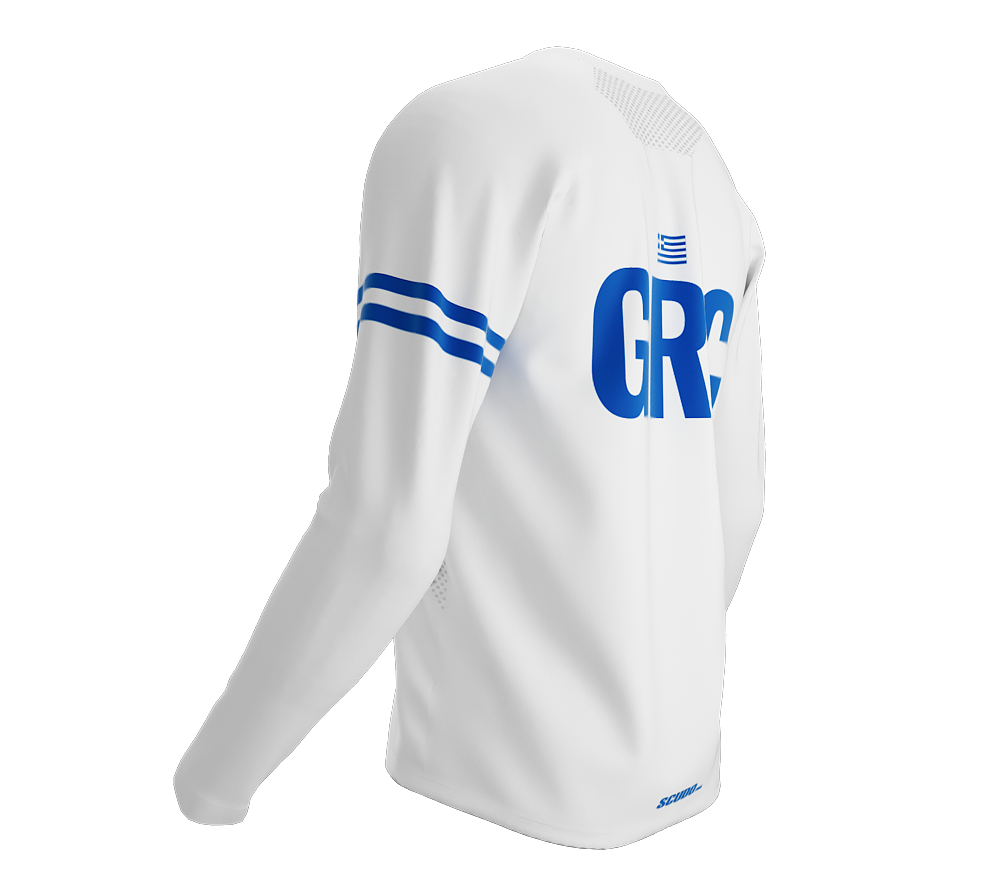 MTB BMX Cycling Jersey Long Sleeve Code Greece White for Men and Women