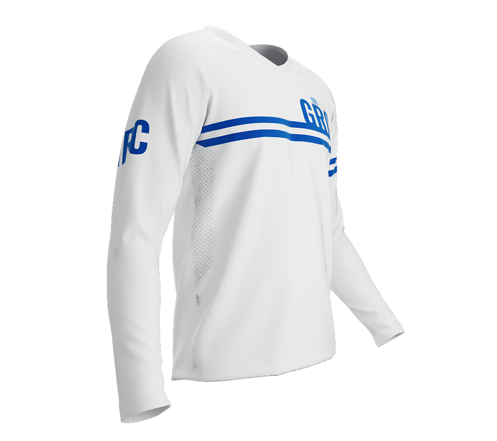 MTB BMX Cycling Jersey Long Sleeve Code Greece White for Men and Women