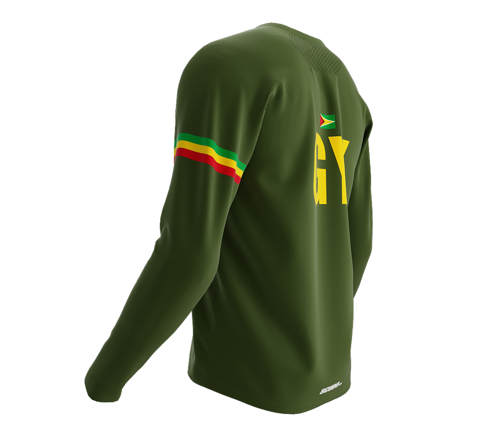 MTB BMX Cycling Jersey Long Sleeve Code Guyana Green for Men and Women