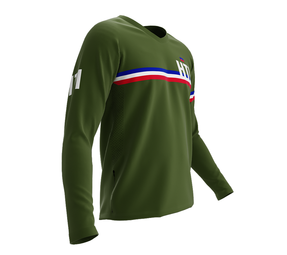 MTB BMX Cycling Jersey Long Sleeve Code Haiti Green for Men and Women