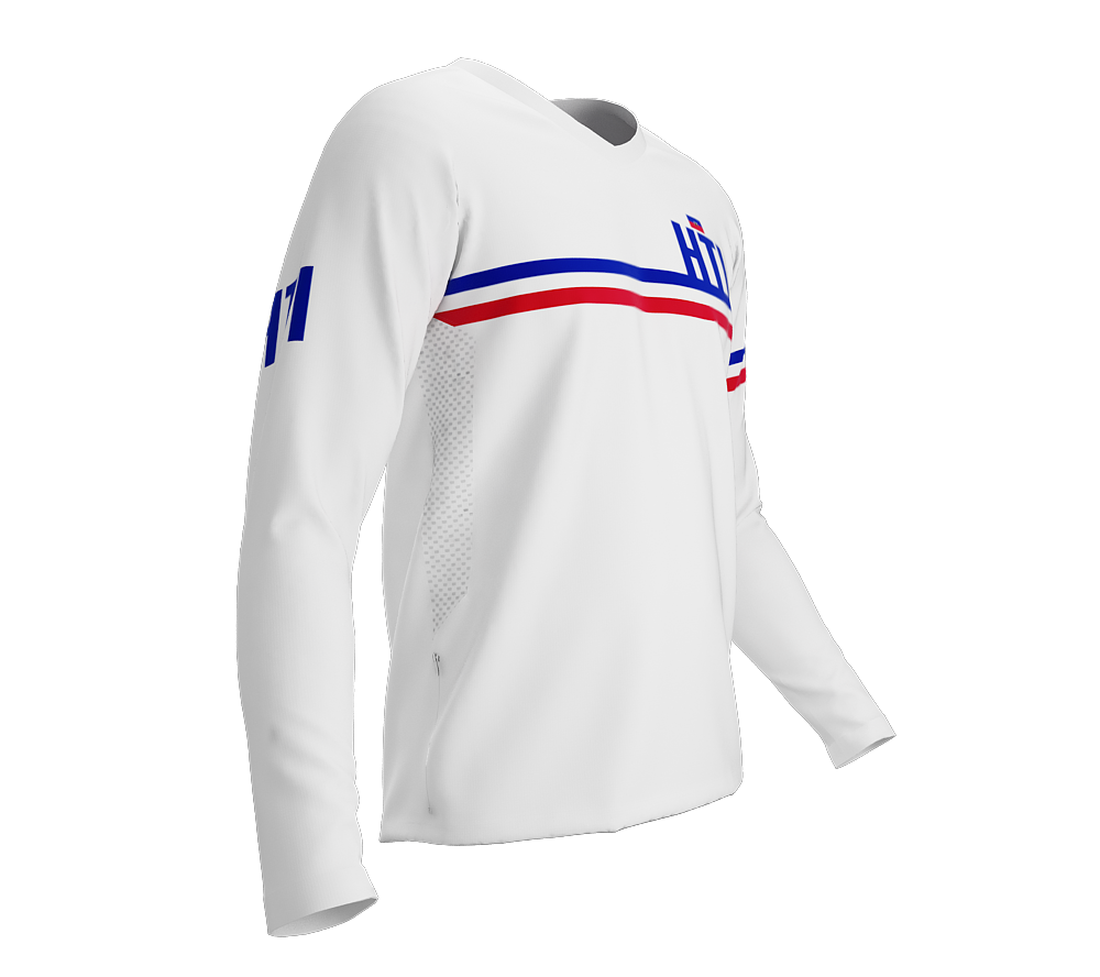 MTB BMX Cycling Jersey Long Sleeve Code Haiti White for Men and Women