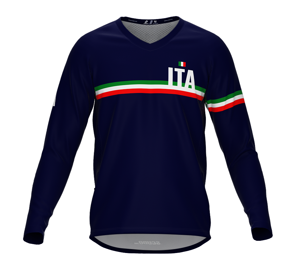 MTB BMX Cycling Jersey Long Sleeve Code Italy Blue for Men and Women