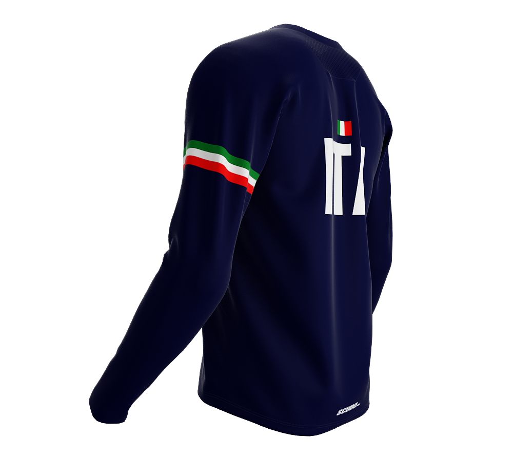 MTB BMX Cycling Jersey Long Sleeve Code Italy Blue for Men and Women