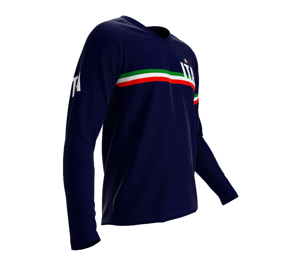 MTB BMX Cycling Jersey Long Sleeve Code Italy Blue for Men and Women