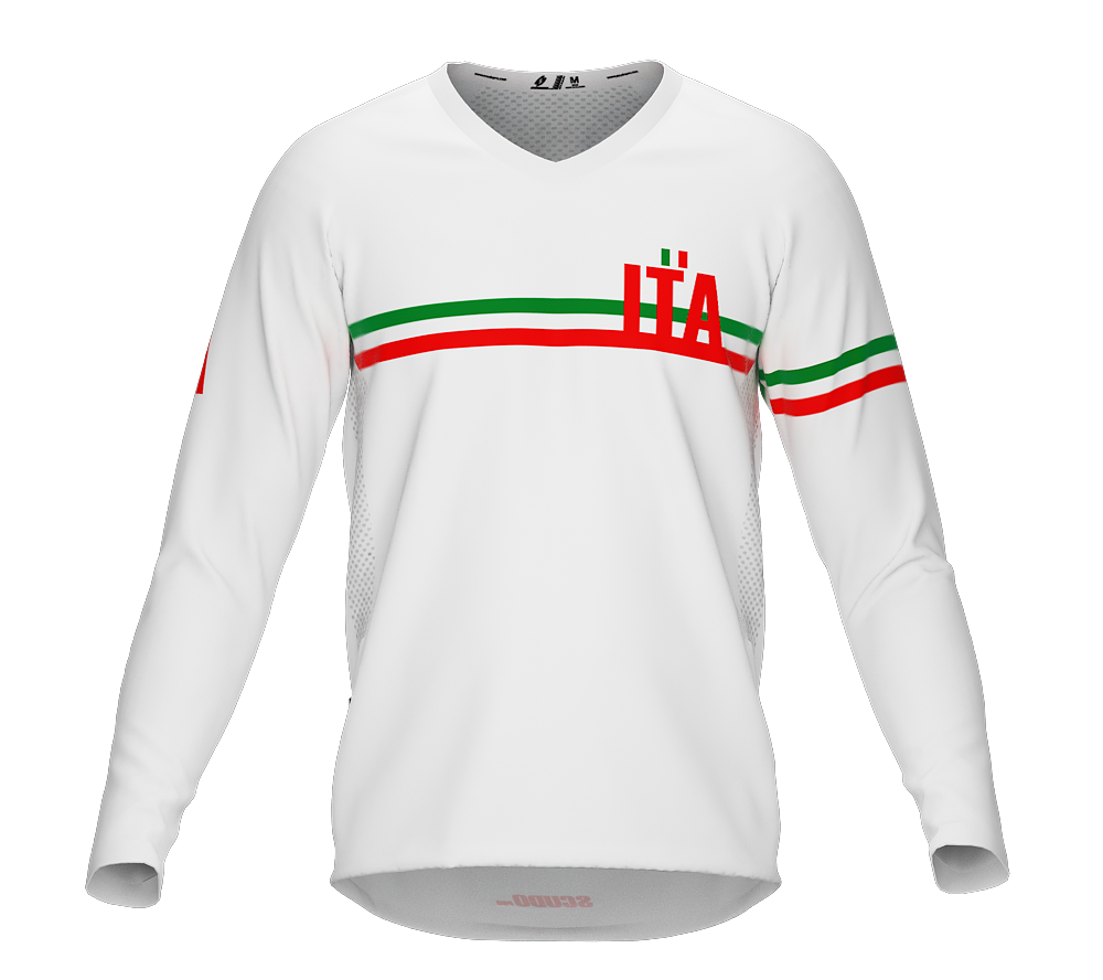 MTB BMX Cycling Jersey Long Sleeve Code Italy White for Men and Women