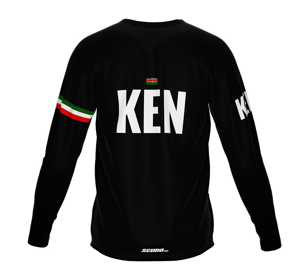 MTB BMX Cycling Jersey Long Sleeve Code Kenya Black for Men and Women