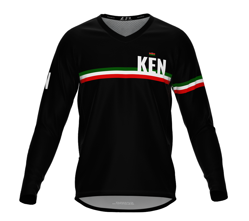 MTB BMX Cycling Jersey Long Sleeve Code Kenya Black for Men and Women