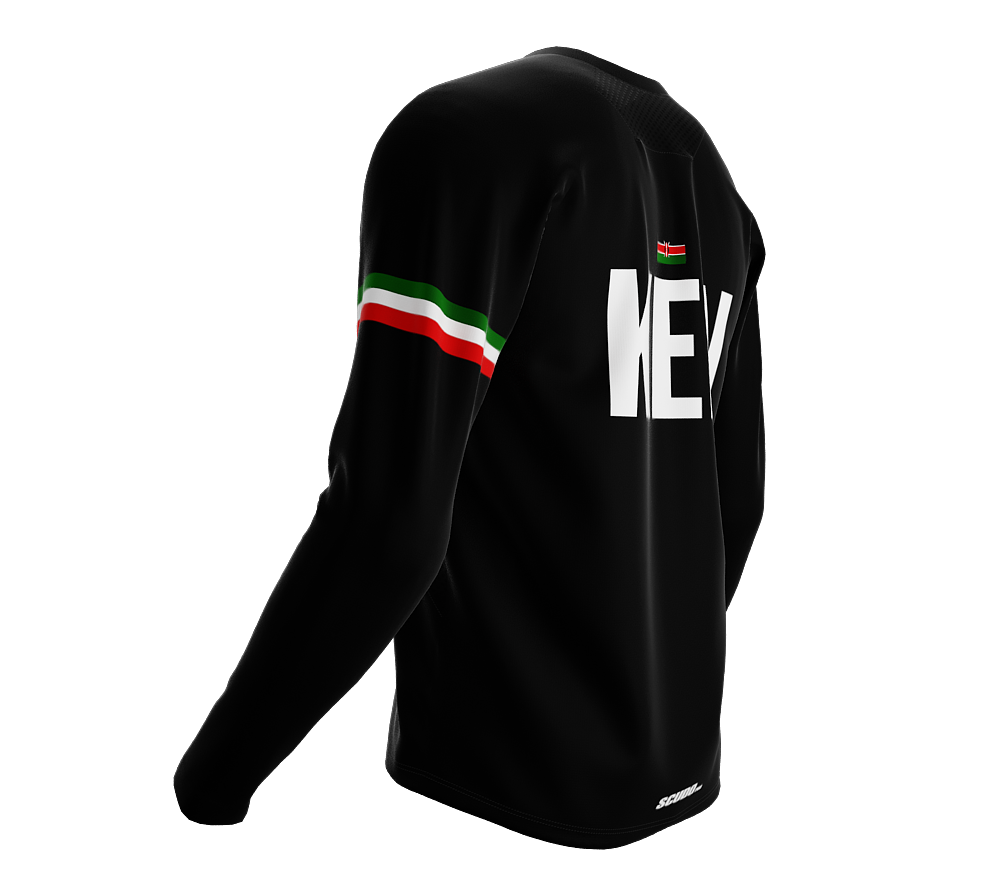 MTB BMX Cycling Jersey Long Sleeve Code Kenya Black for Men and Women