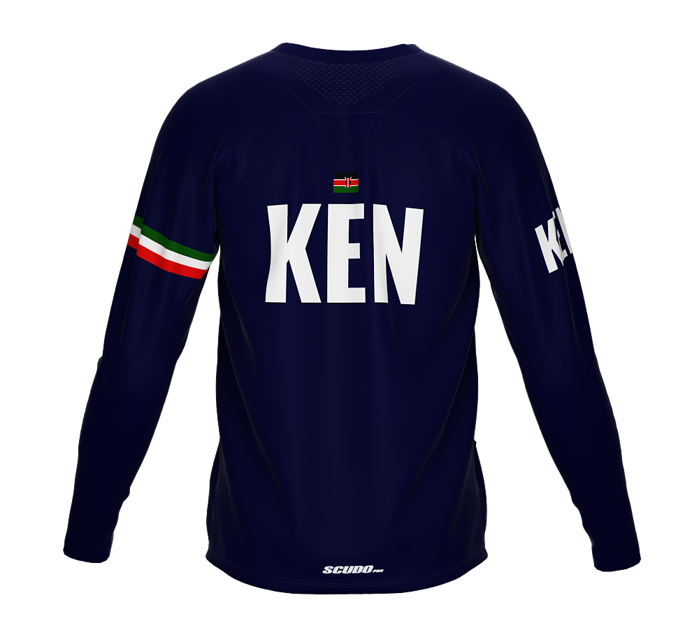 MTB BMX Cycling Jersey Long Sleeve Code Kenya Blue for Men and Women
