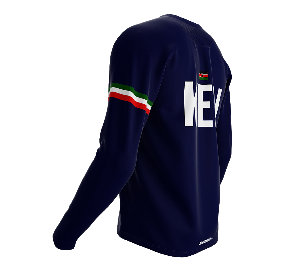 MTB BMX Cycling Jersey Long Sleeve Code Kenya Blue for Men and Women