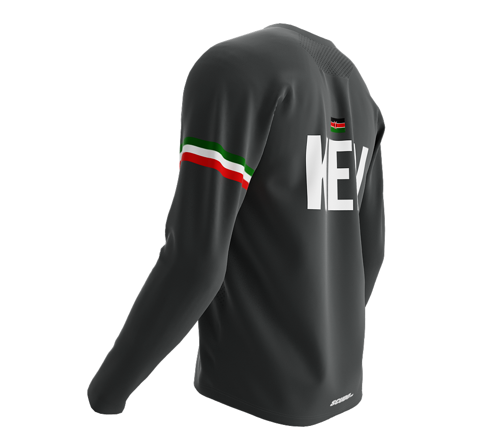 MTB BMX Cycling Jersey Long Sleeve Code Kenya Gray for Men and Women