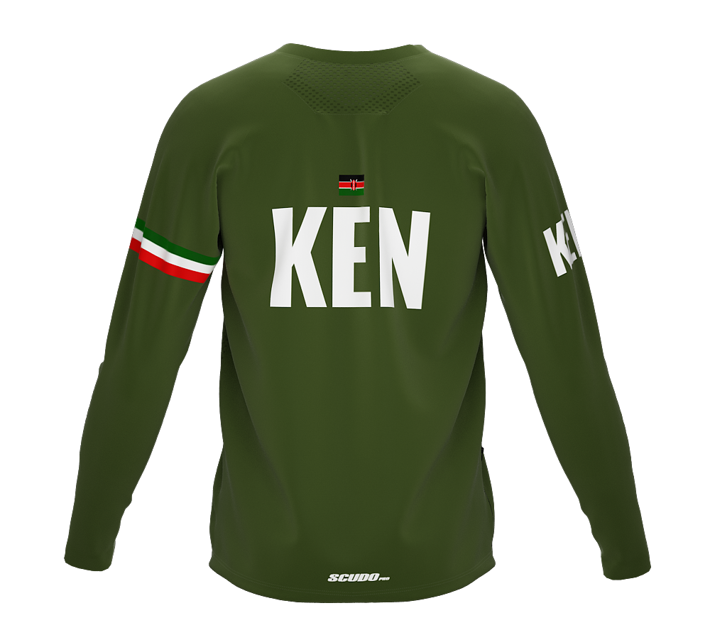 MTB BMX Cycling Jersey Long Sleeve Code Kenya Green for Men and Women