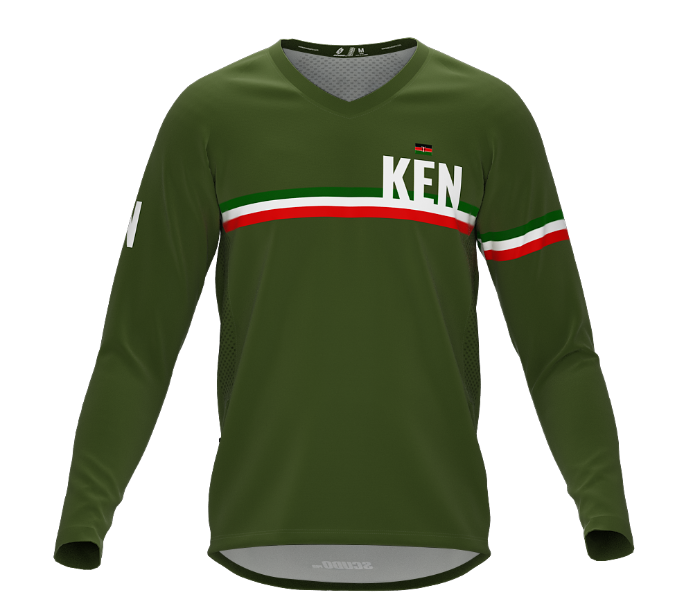 MTB BMX Cycling Jersey Long Sleeve Code Kenya Green for Men and Women
