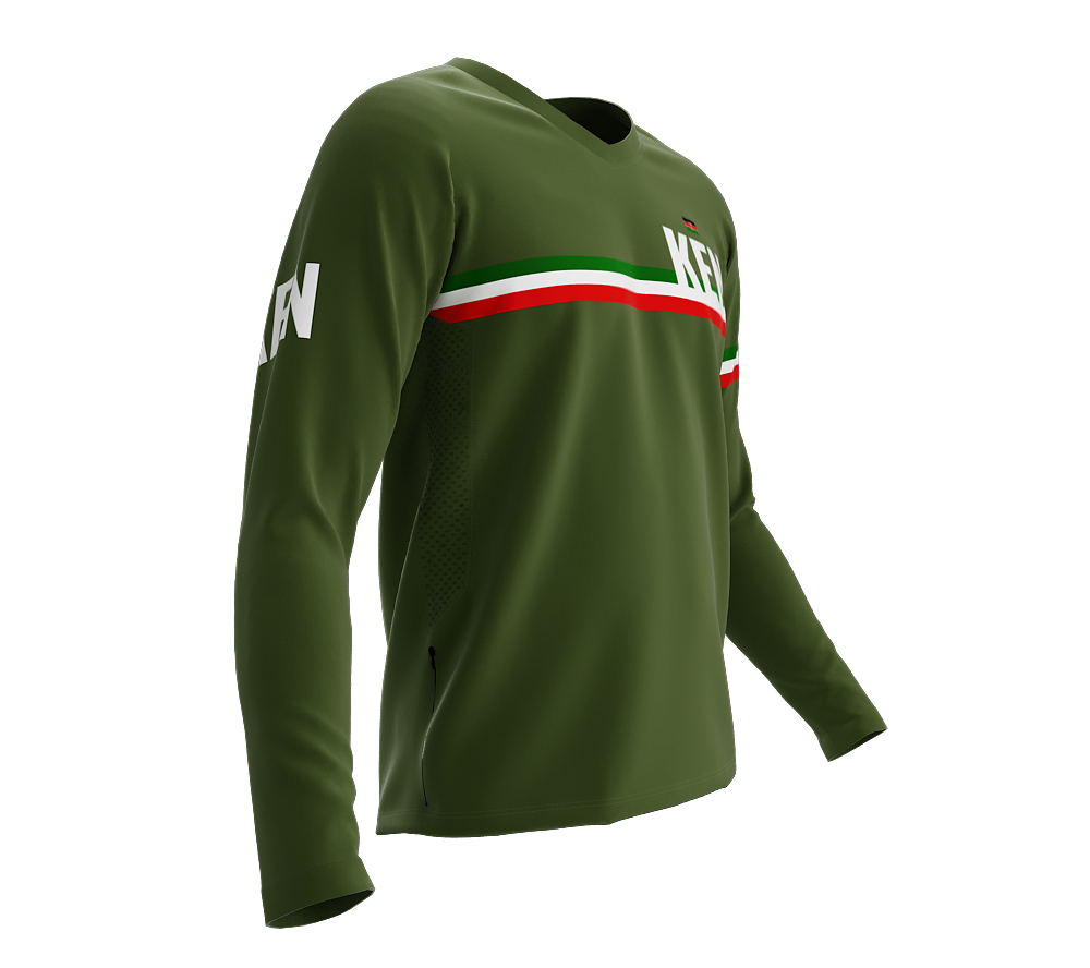 MTB BMX Cycling Jersey Long Sleeve Code Kenya Green for Men and Women