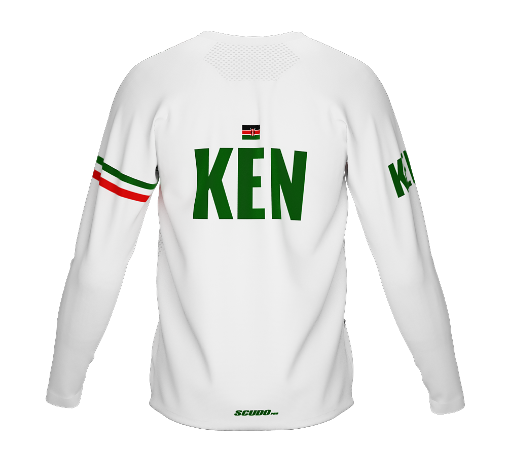 MTB BMX Cycling Jersey Long Sleeve Code Kenya White for Men and Women