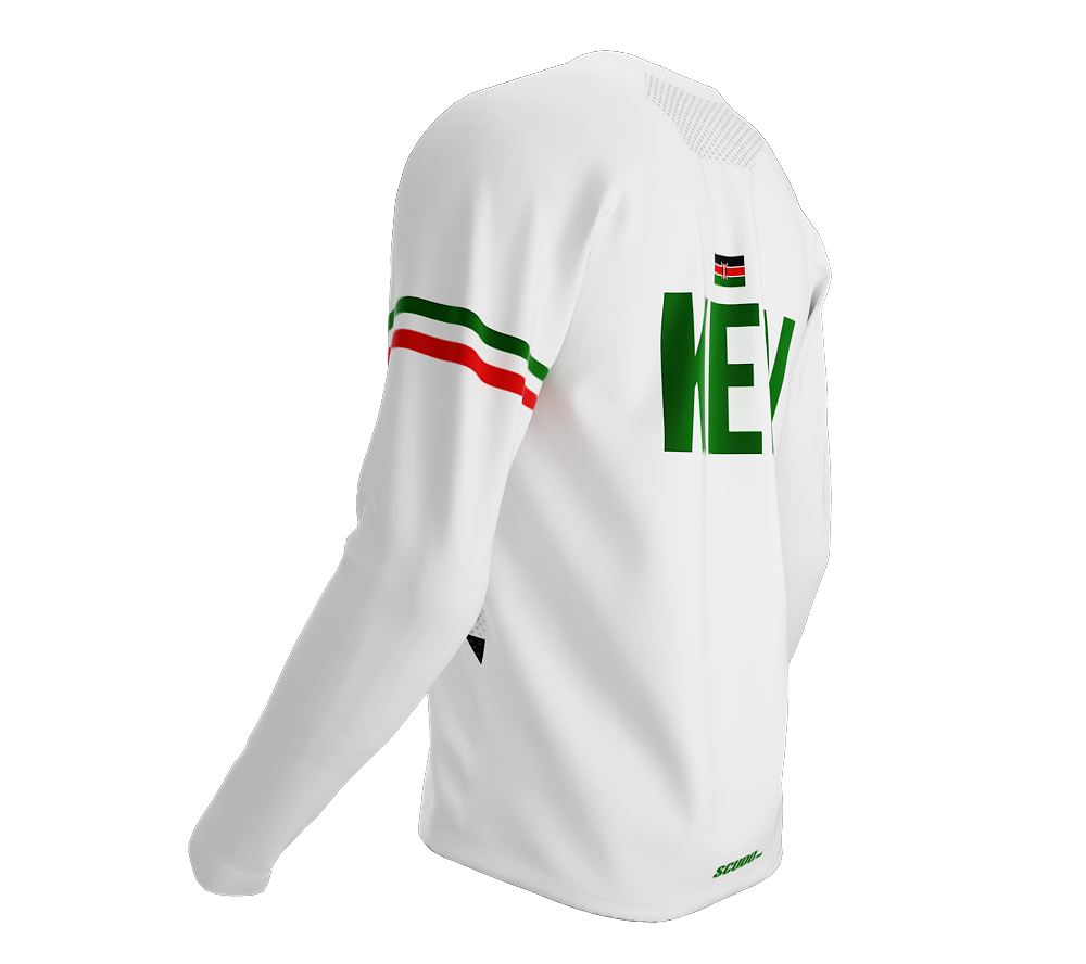 MTB BMX Cycling Jersey Long Sleeve Code Kenya White for Men and Women