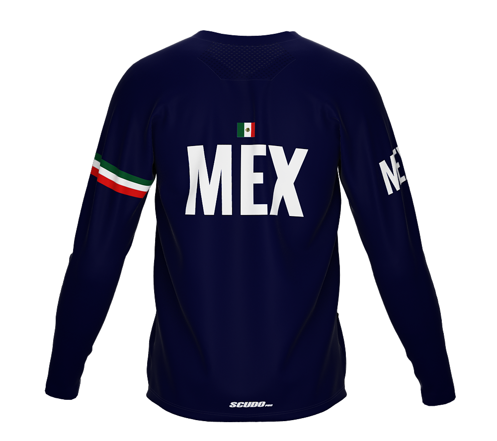 MTB BMX Cycling Jersey Long Sleeve Code Mexico Blue for Men and Women