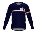 MTB BMX Cycling Jersey Long Sleeve Code Mexico Blue for Men and Women