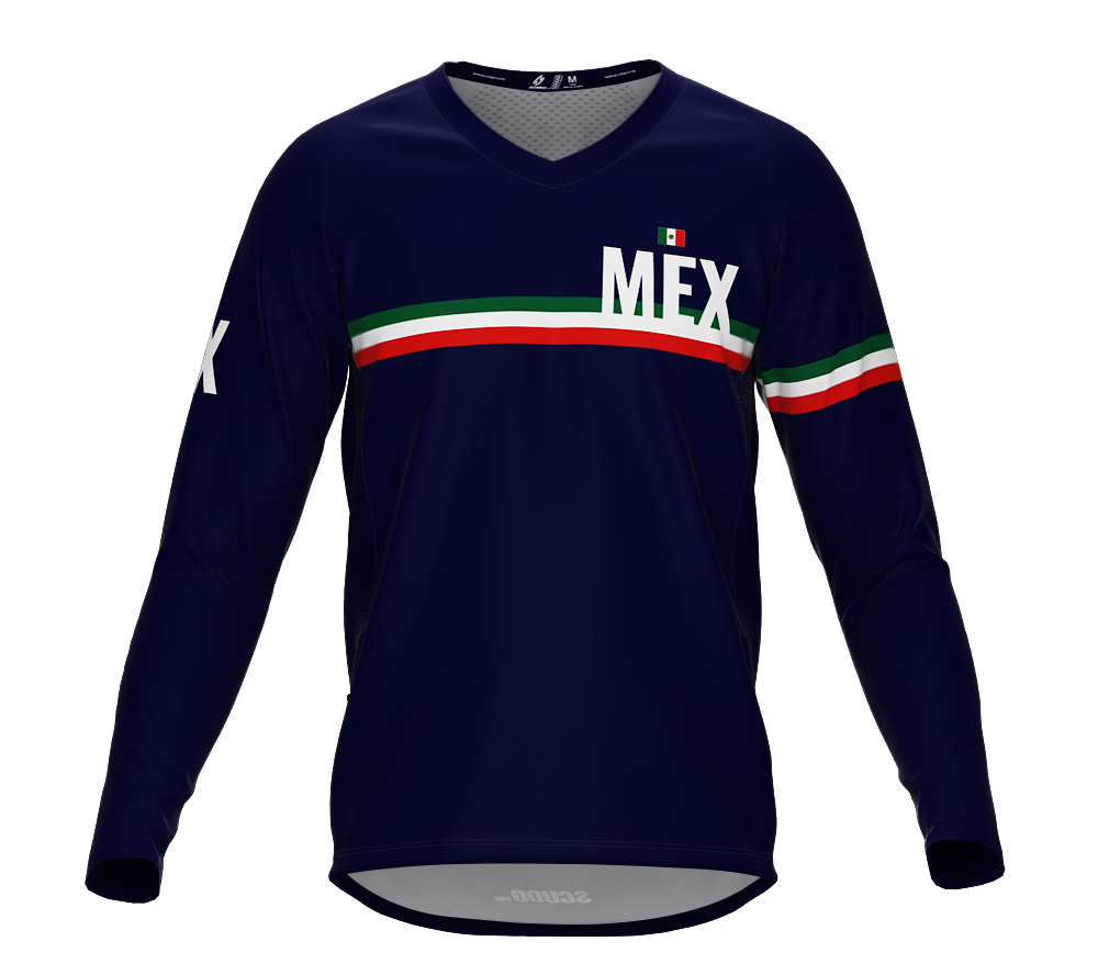 MTB BMX Cycling Jersey Long Sleeve Code Mexico Blue for Men and Women