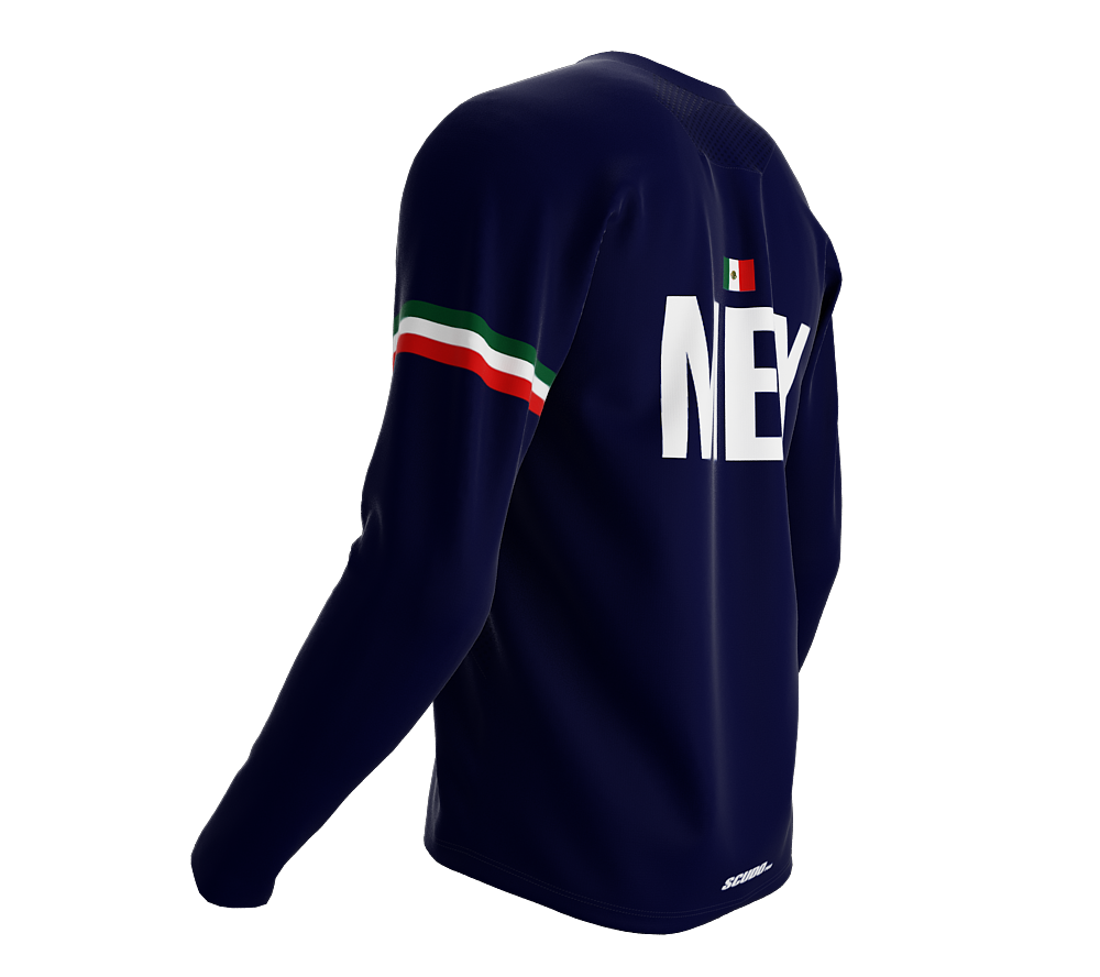 MTB BMX Cycling Jersey Long Sleeve Code Mexico Blue for Men and Women