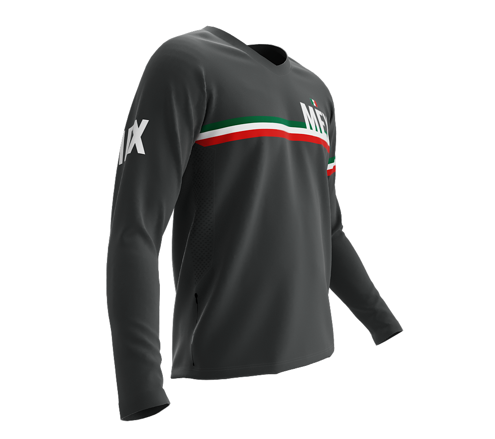 MTB BMX Cycling Jersey Long Sleeve Code Mexico Gray for Men and Women