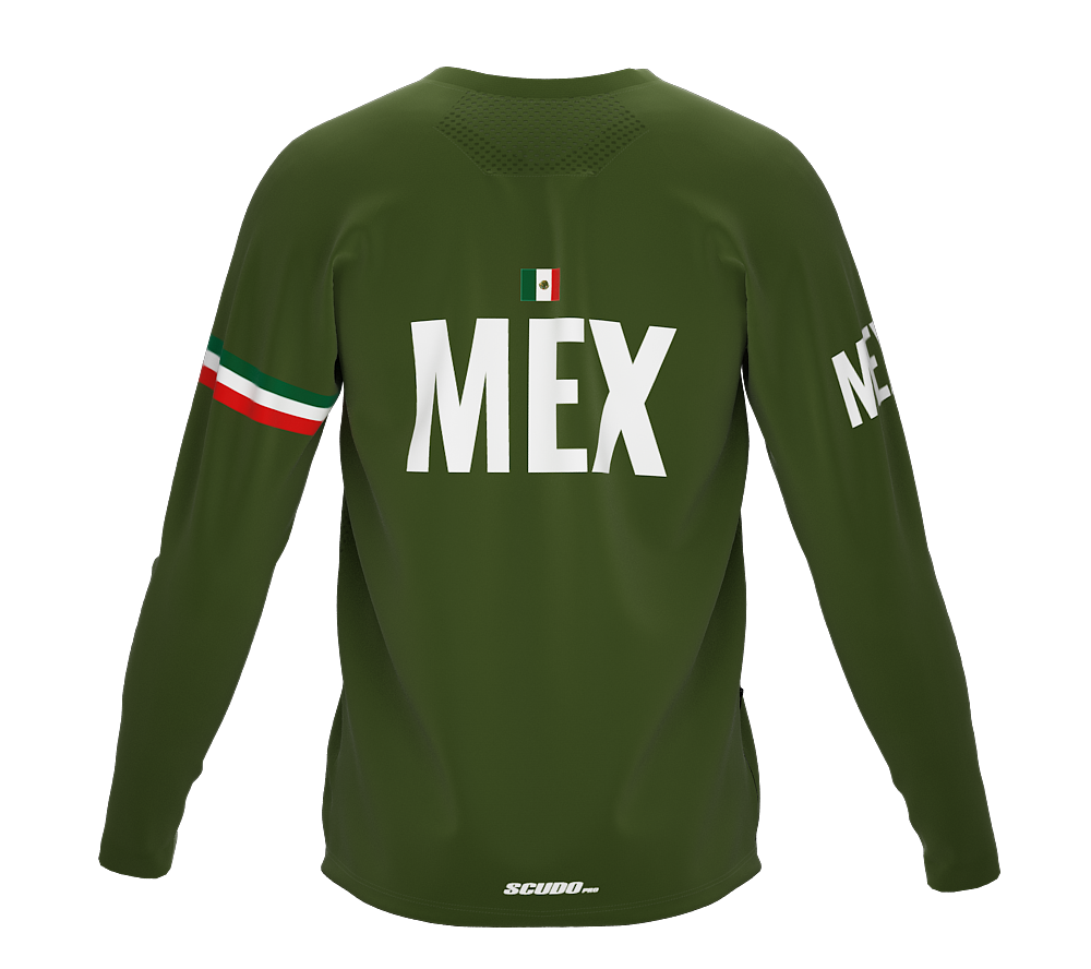 MTB BMX Cycling Jersey Long Sleeve Code Mexico Green for Men and Women