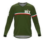 MTB BMX Cycling Jersey Long Sleeve Code Mexico Green for Men and Women
