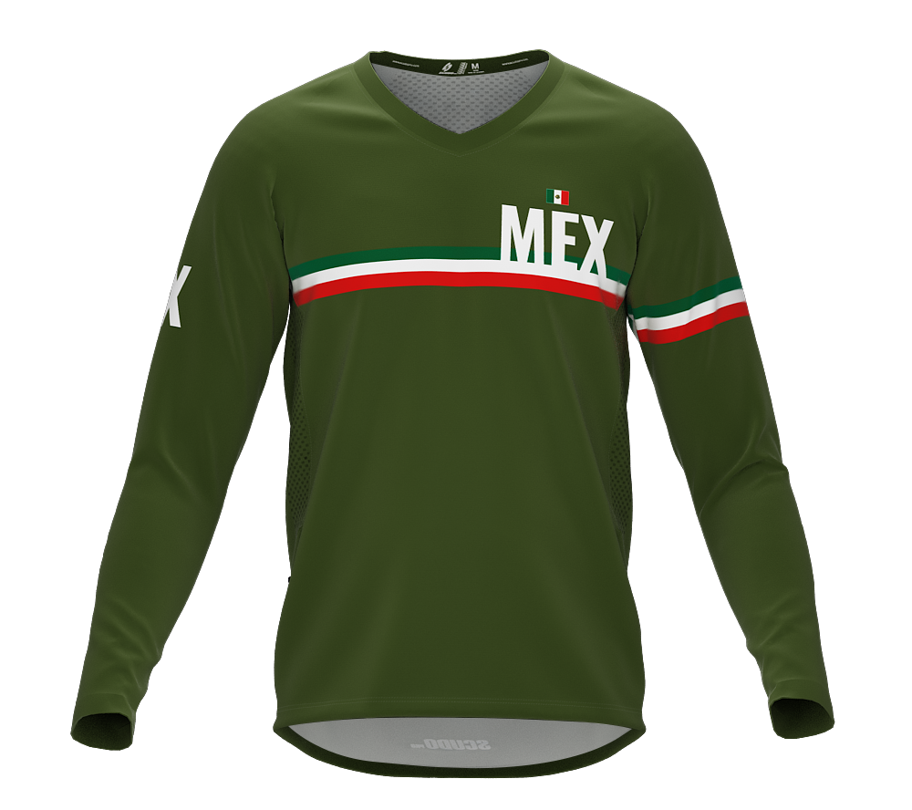 MTB BMX Cycling Jersey Long Sleeve Code Mexico Green for Men and Women