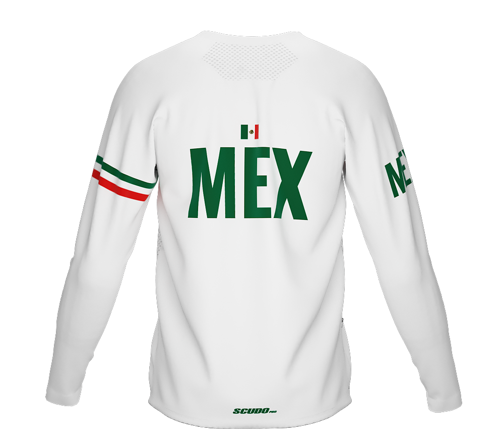 MTB BMX Cycling Jersey Long Sleeve Code Mexico White for Men and Women