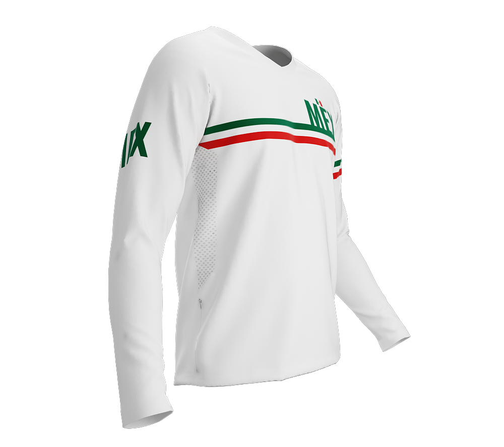 MTB BMX Cycling Jersey Long Sleeve Code Mexico White for Men and Women