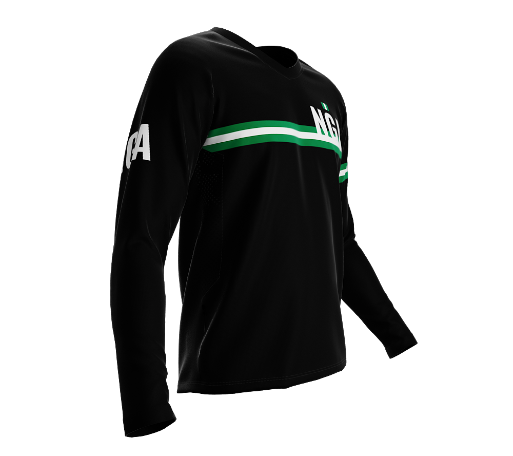 MTB BMX Cycling Jersey Long Sleeve Code Nigeria Black for Men and Women