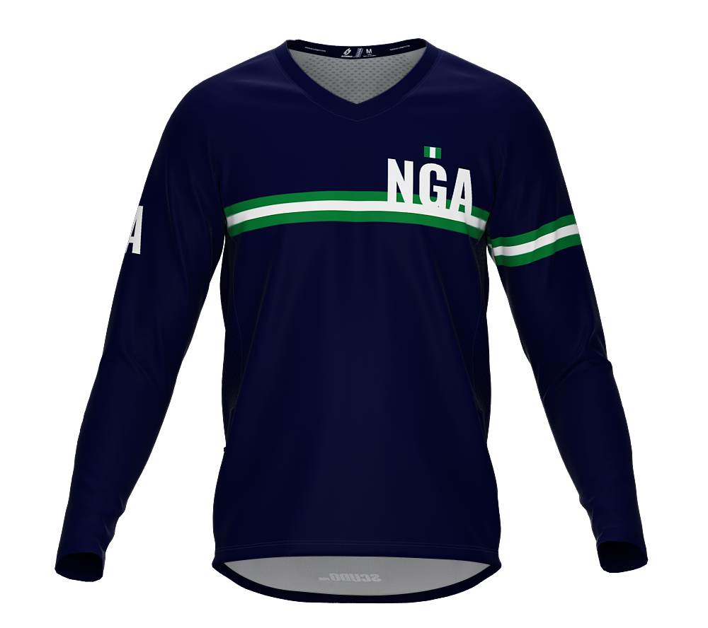 MTB BMX Cycling Jersey Long Sleeve Code Nigeria Blue for Men and Women