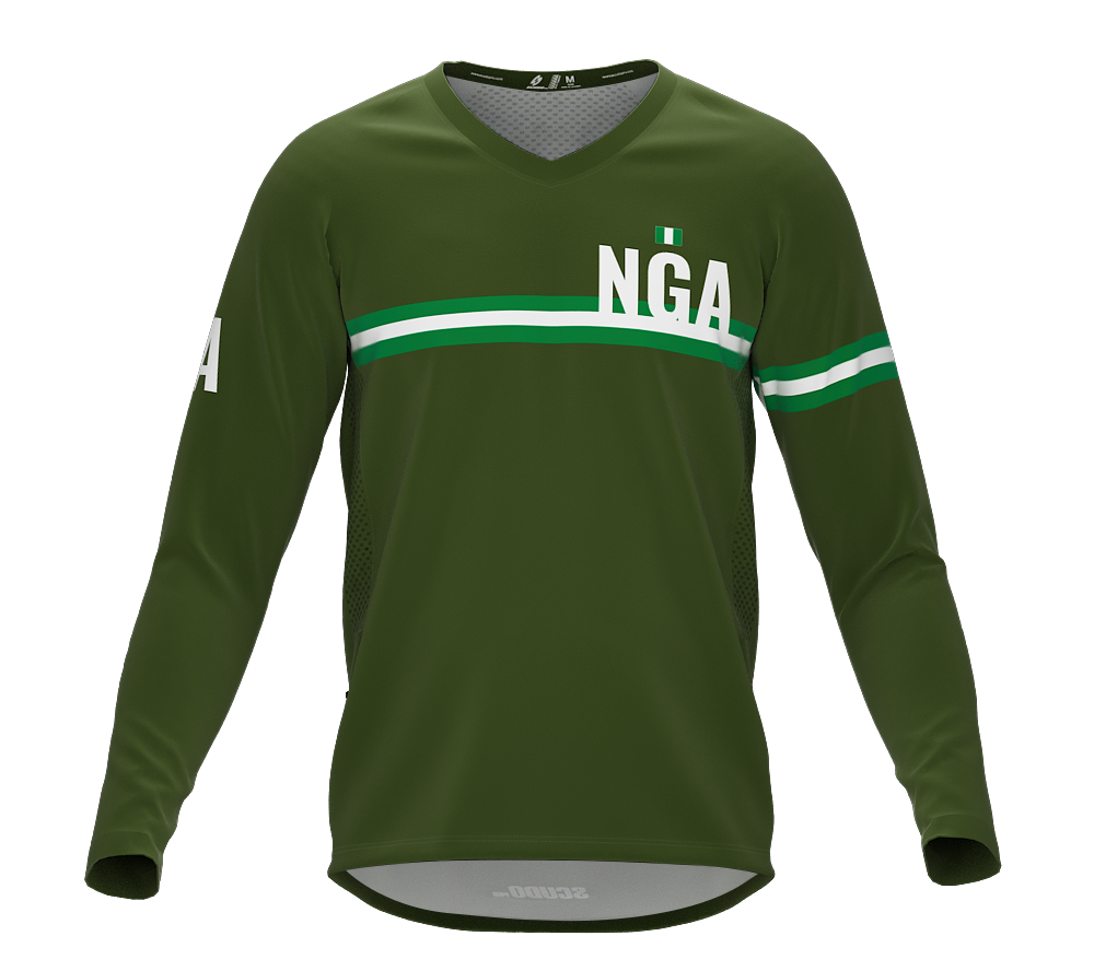 MTB BMX Cycling Jersey Long Sleeve Code Nigeria Green for Men and Women