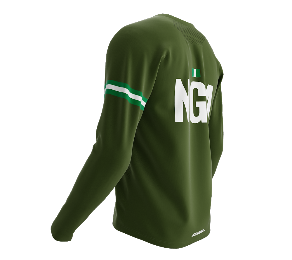 MTB BMX Cycling Jersey Long Sleeve Code Nigeria Green for Men and Women