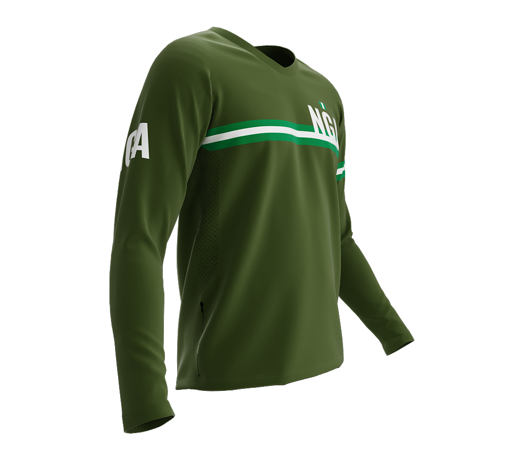 MTB BMX Cycling Jersey Long Sleeve Code Nigeria Green for Men and Women