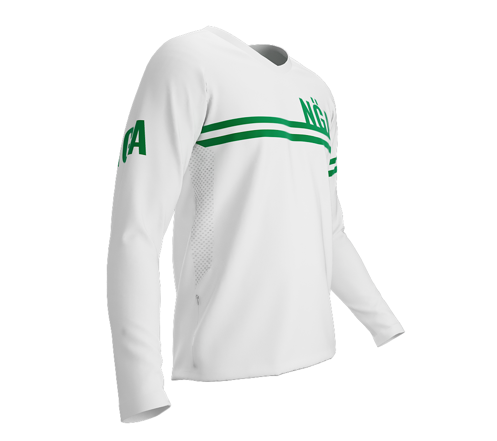 MTB BMX Cycling Jersey Long Sleeve Code Nigeria White for Men and Women