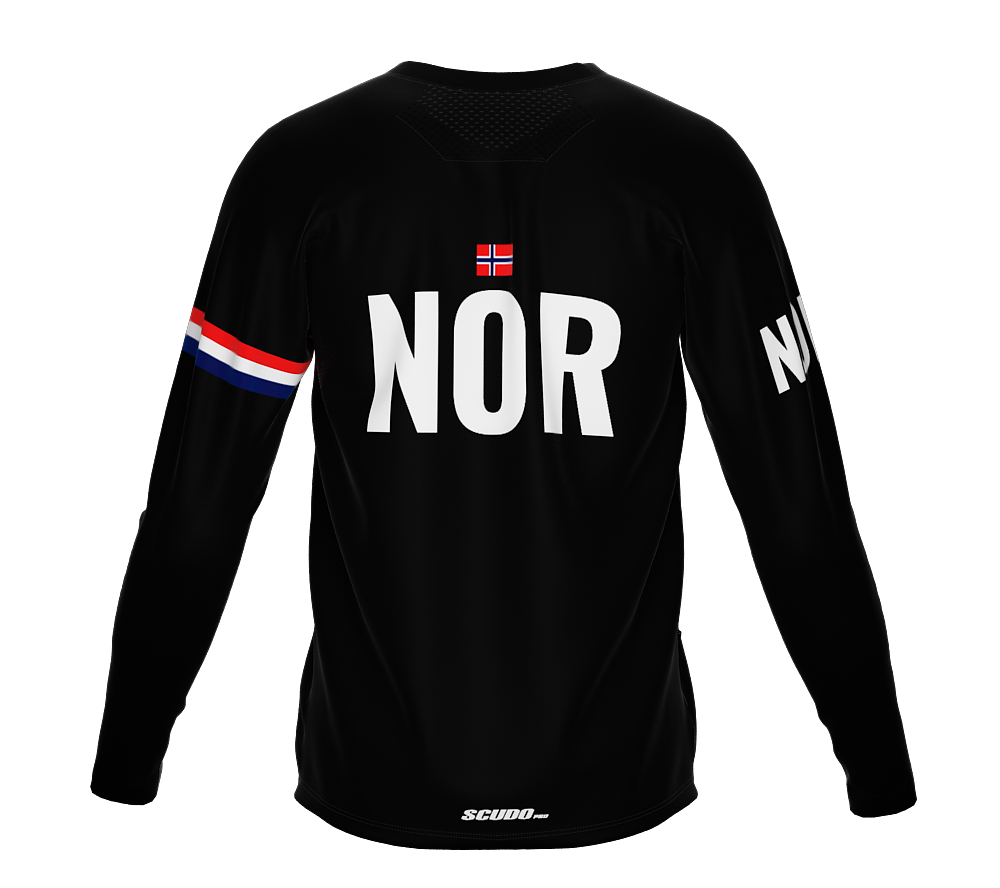 MTB BMX Cycling Jersey Long Sleeve Code Norway Black for Men and Women