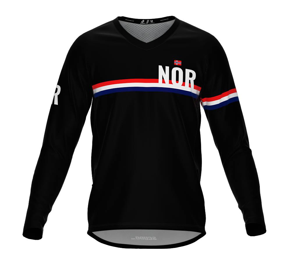 MTB BMX Cycling Jersey Long Sleeve Code Norway Black for Men and Women