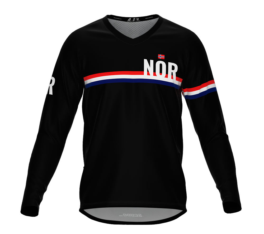 MTB BMX Cycling Jersey Long Sleeve Code Norway Black for Men and Women