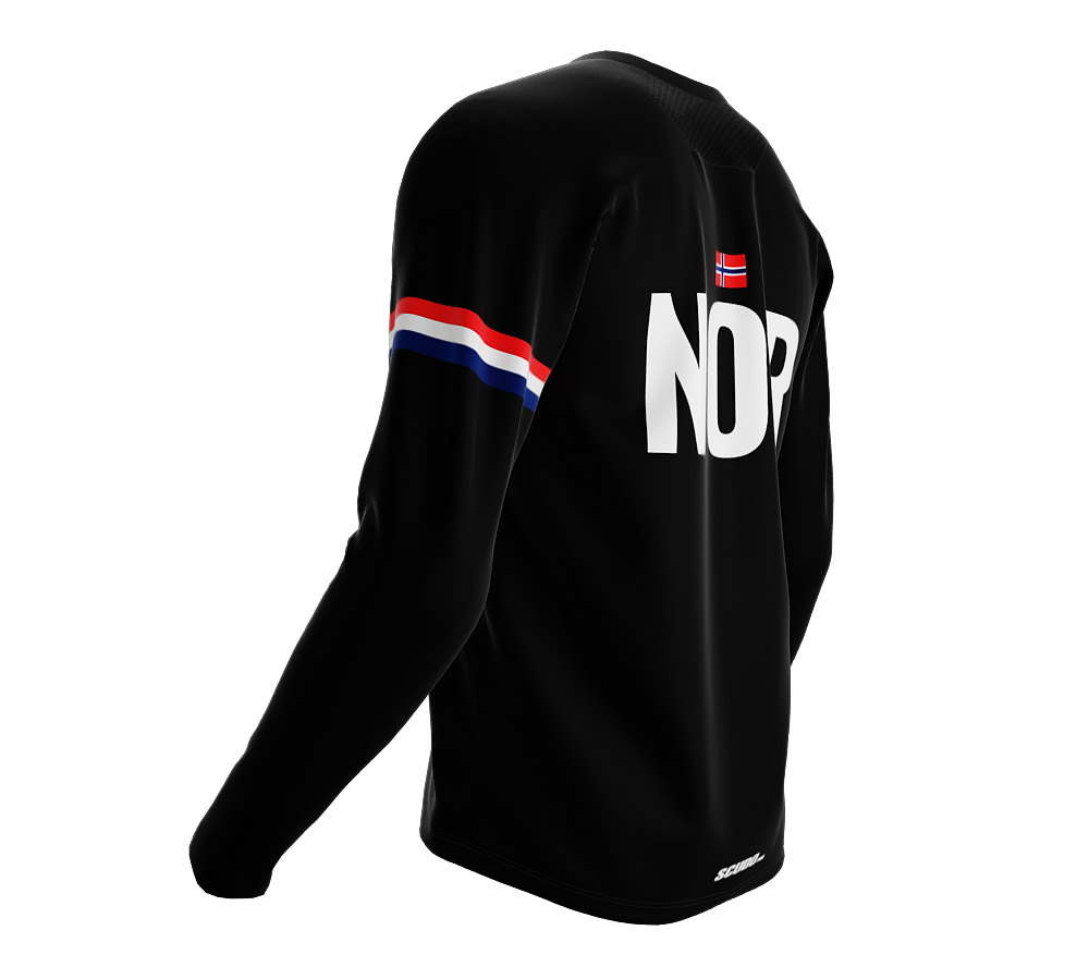 MTB BMX Cycling Jersey Long Sleeve Code Norway Black for Men and Women