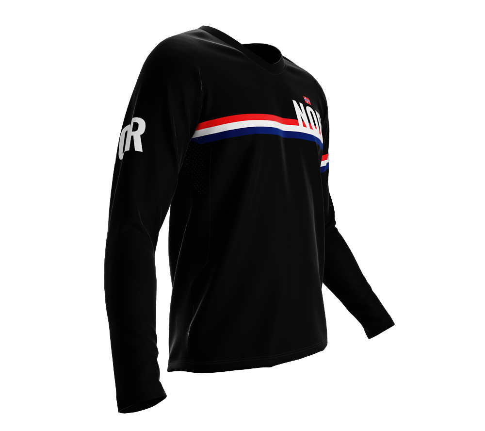 MTB BMX Cycling Jersey Long Sleeve Code Norway Black for Men and Women