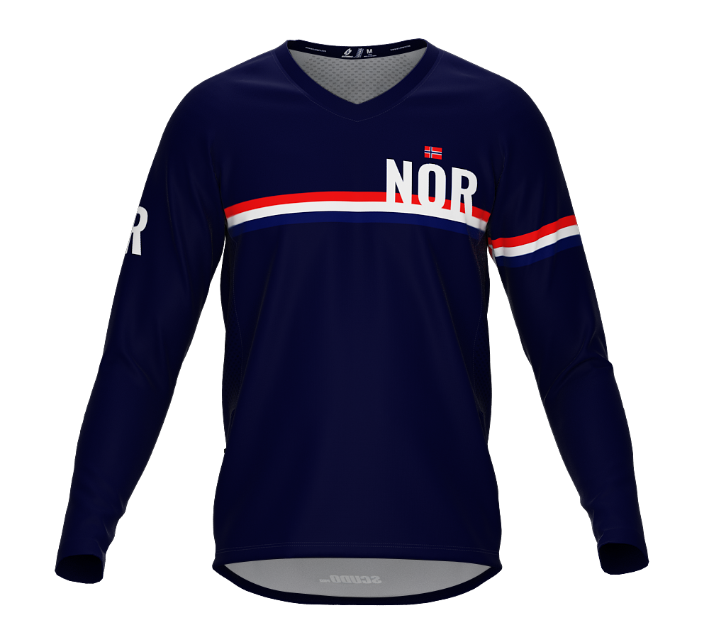 MTB BMX Cycling Jersey Long Sleeve Code Norway Blue for Men and Women