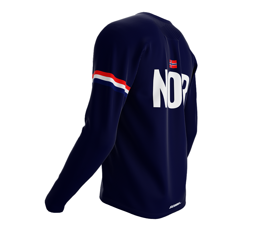 MTB BMX Cycling Jersey Long Sleeve Code Norway Blue for Men and Women